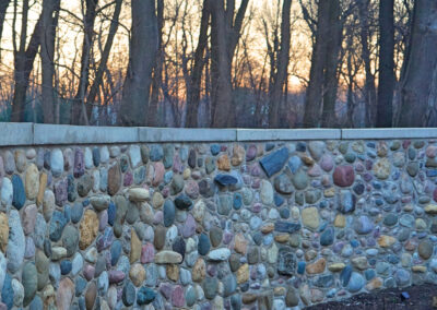 The stone wall of the water tower