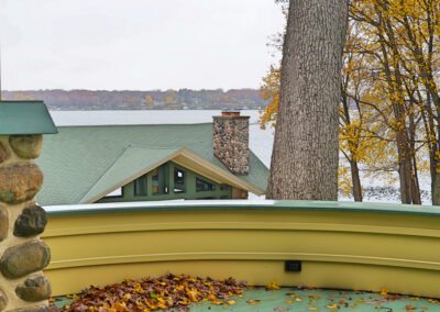 East porch, boathouse roof in foreground